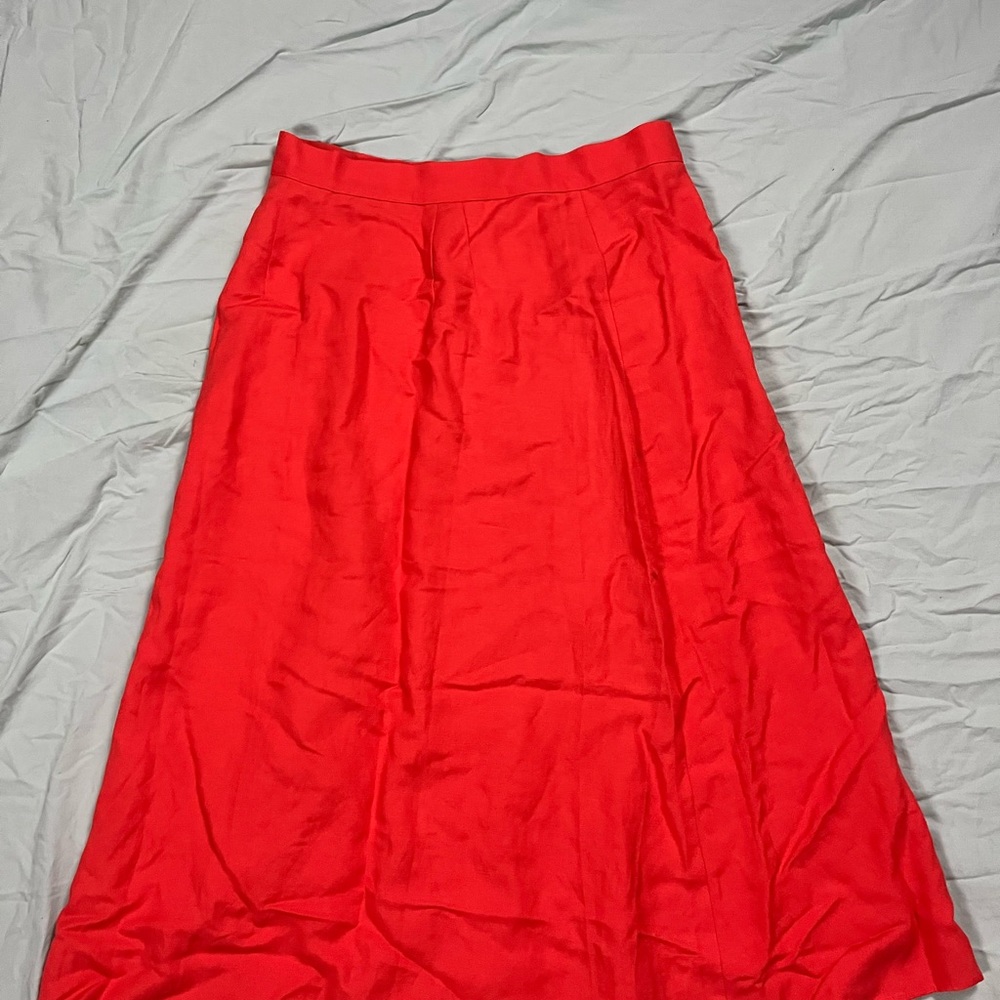 LOFT Red Button-Front Midi Skirt - Picture 3 of 4